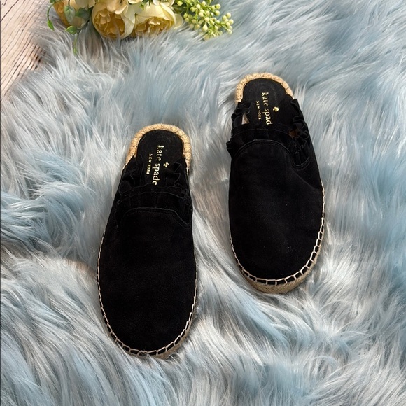 kate spade Shoes - Kate Spade Laila Black Suede Espadrille Mules Sz 6